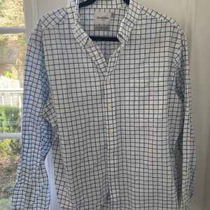 Goodfellow.White& blue plaid casual button-down